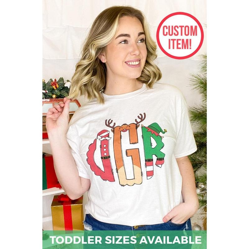 Christmas Monogram T-Shirt Hoodie, Sweatshirt | CiraTrend.com