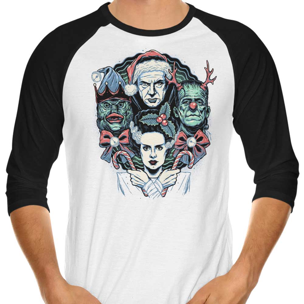 Christmas Monsters - 3/4 Sleeve Raglan T-Shirt Hoodie, Sweatshirt | CiraTrend.com (Image 1)