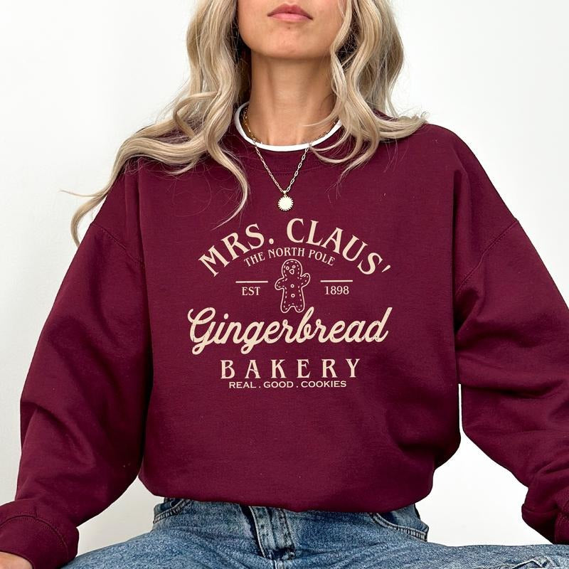 Christmas Mrs. Clause Gingerbread Sweatshirt, Christmas Bakery Crewneck, Gingerbread Bakery Sweater, Christmas Season...