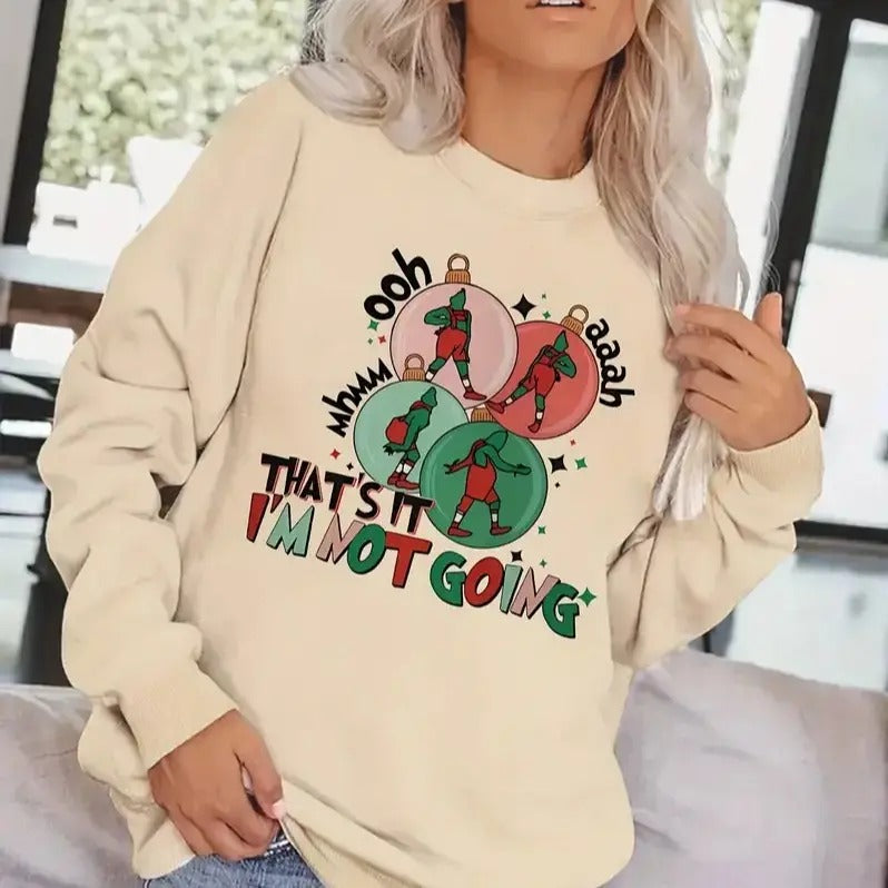 Christmas Print Sweatshirt, Casual  Crew Neck Sweatshirt, Women's Clothing Cotton Crewneck T-Shirts, Hoodie | CiraTrend.com