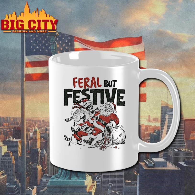 Christmas Raccoon Vs Santa Feral But Festive Shirt
