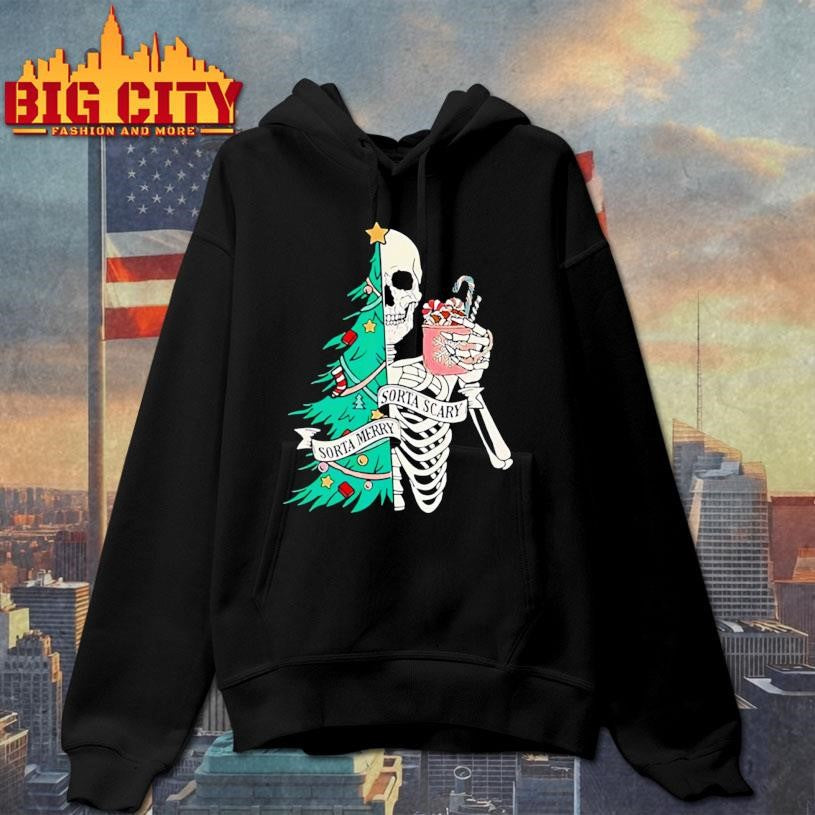 Christmas Sorta Merry Sorta Scary Skeleton Xmas shirt