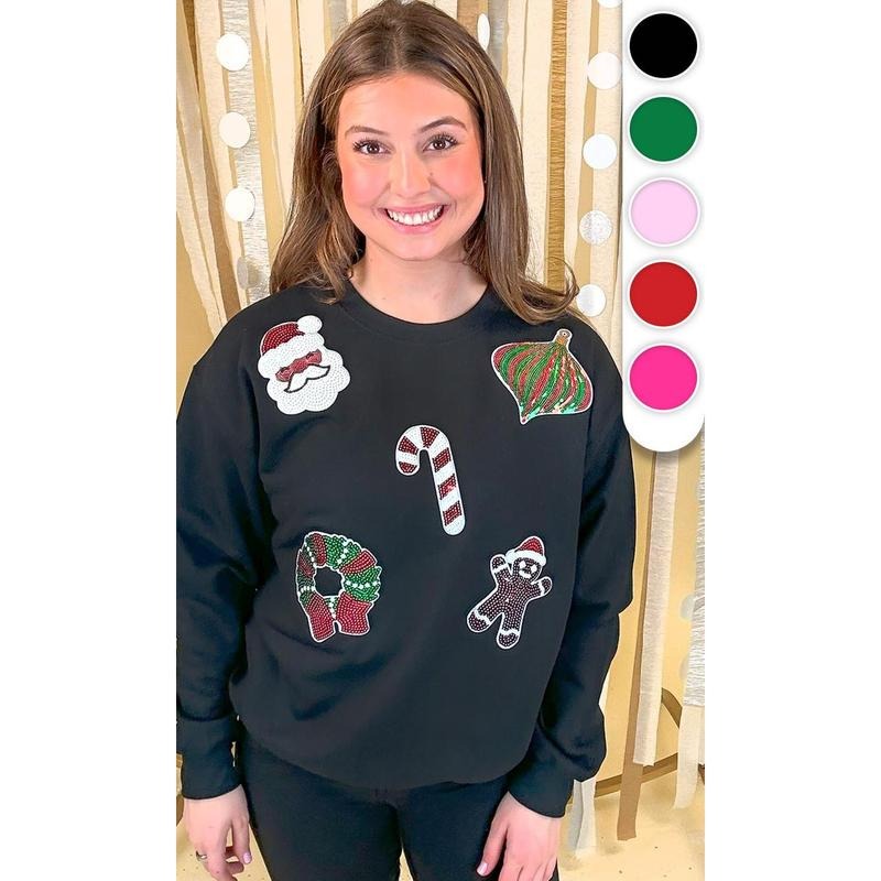 Christmas Things Sequin Graphic Sweatshirt T-Shirts, Hoodie | CiraTrend.com