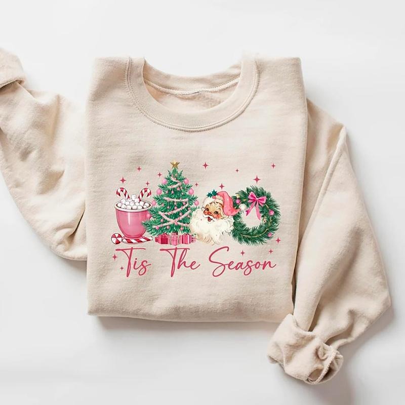 Christmas Tis The Season Sweatshirt, Pink Christmas Shirt, Girly Christmas Sweatshirt, Merry Christmas Shirt, Tis The...