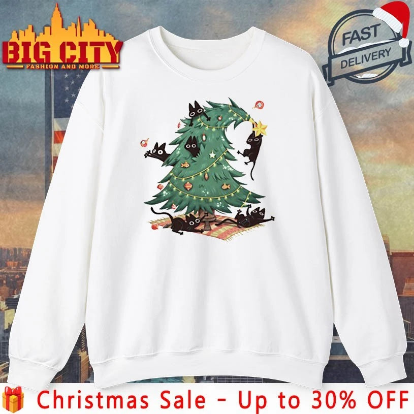 Christmas Tree And black Cat 2025 shirt