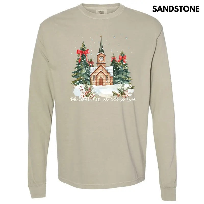 Classic Christmas Church Long Sleeve Comfort Colors T-Shirt 'NLB' Hoodie, Sweatshirt | CiraTrend.com
