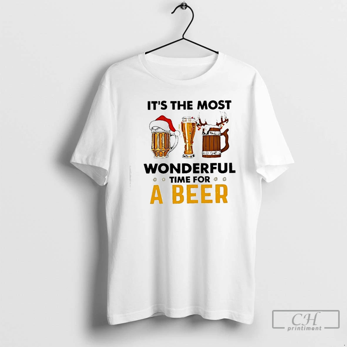 Classic Christmas Red Bow Reindeer Its The Most Wonderful Time For A Beer T Shirts Hoodie, Sweatshirt | CiraTrend.com