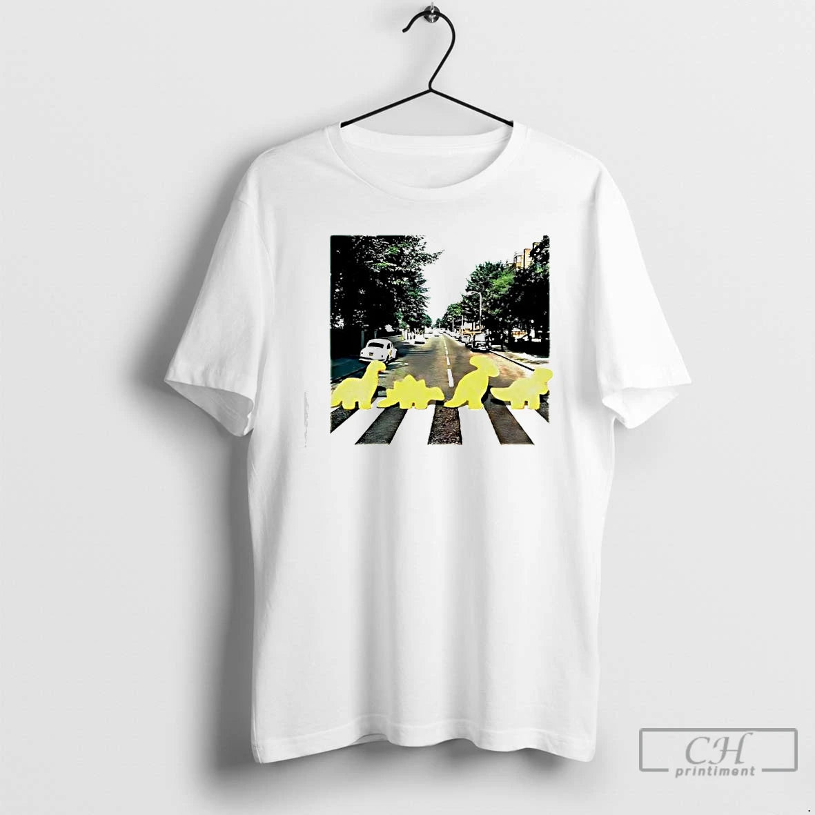 Classic Dino Chicken Nuggets And Abbey Road Album Cover T-Shirts, Hoodie, Sweatshirt | CiraTrend.com