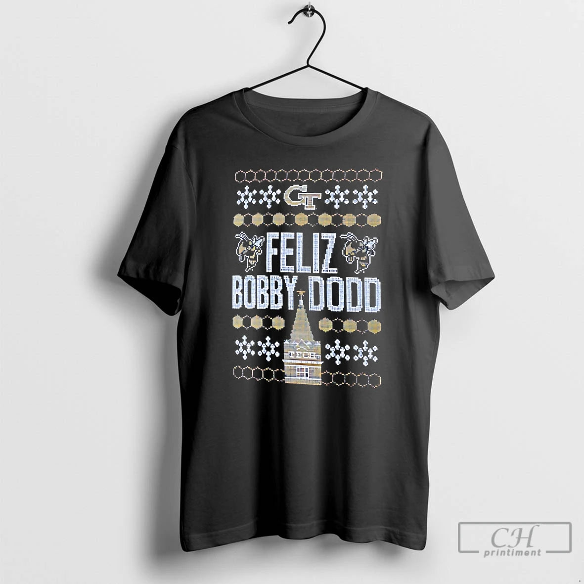 Classic Georgia Tech Yellow Jackets Feliz Bobby Dodd Ugly Christmas T-Shirts, Hoodie, Sweatshirt | CiraTrend.com