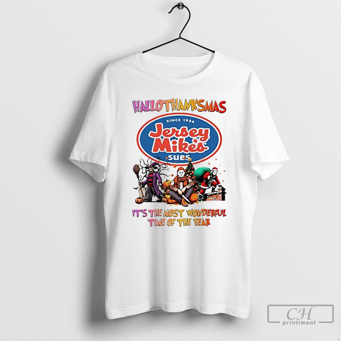 Classic Horror Movies Jersey Mikes Subs Hallothanksmas Its The Most Wonderful Time T Shirts