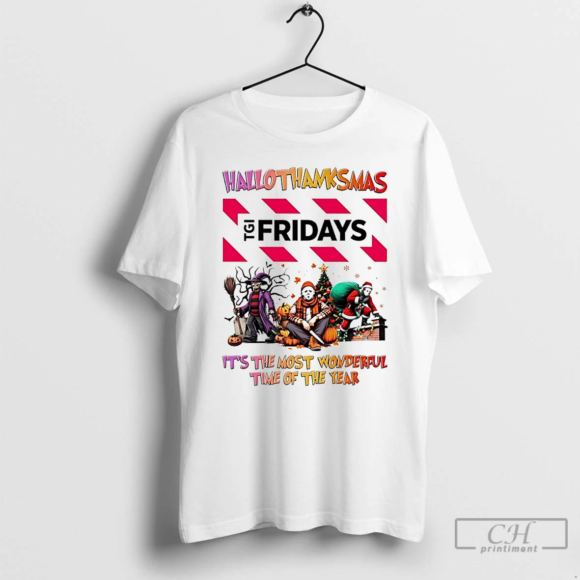 Classic Horror Movies Tgi Fridays Hallothanksmas Its The Most Wonderful Time T Shirts Hoodie Longsleeve