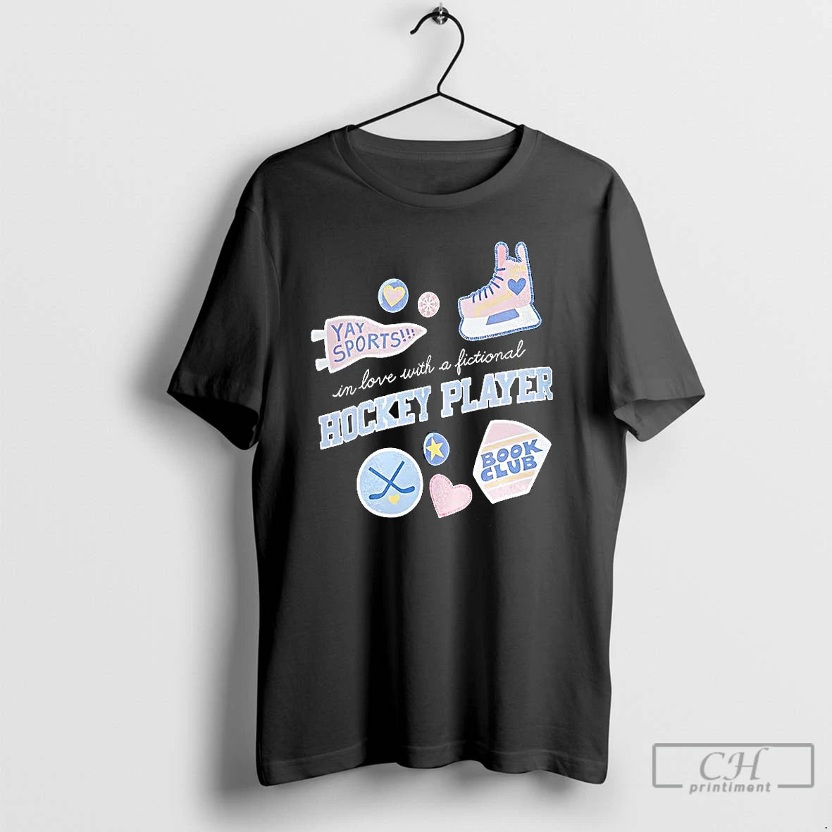 Classic In Love With A Fictional Hockey Player Book Club And Hockey Symbols T Shirts Hoodie, Sweatshirt | CiraTrend.com