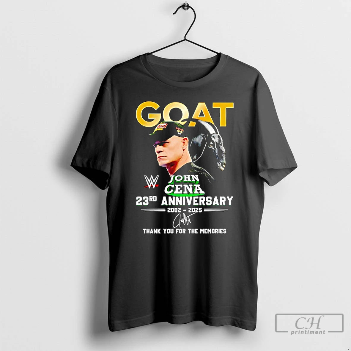 Classic John Cena Goat Never Give Up 23rd Anniversary 2002 2025 Thank You For The T-Shirts, Hoodie, Sweatshirt