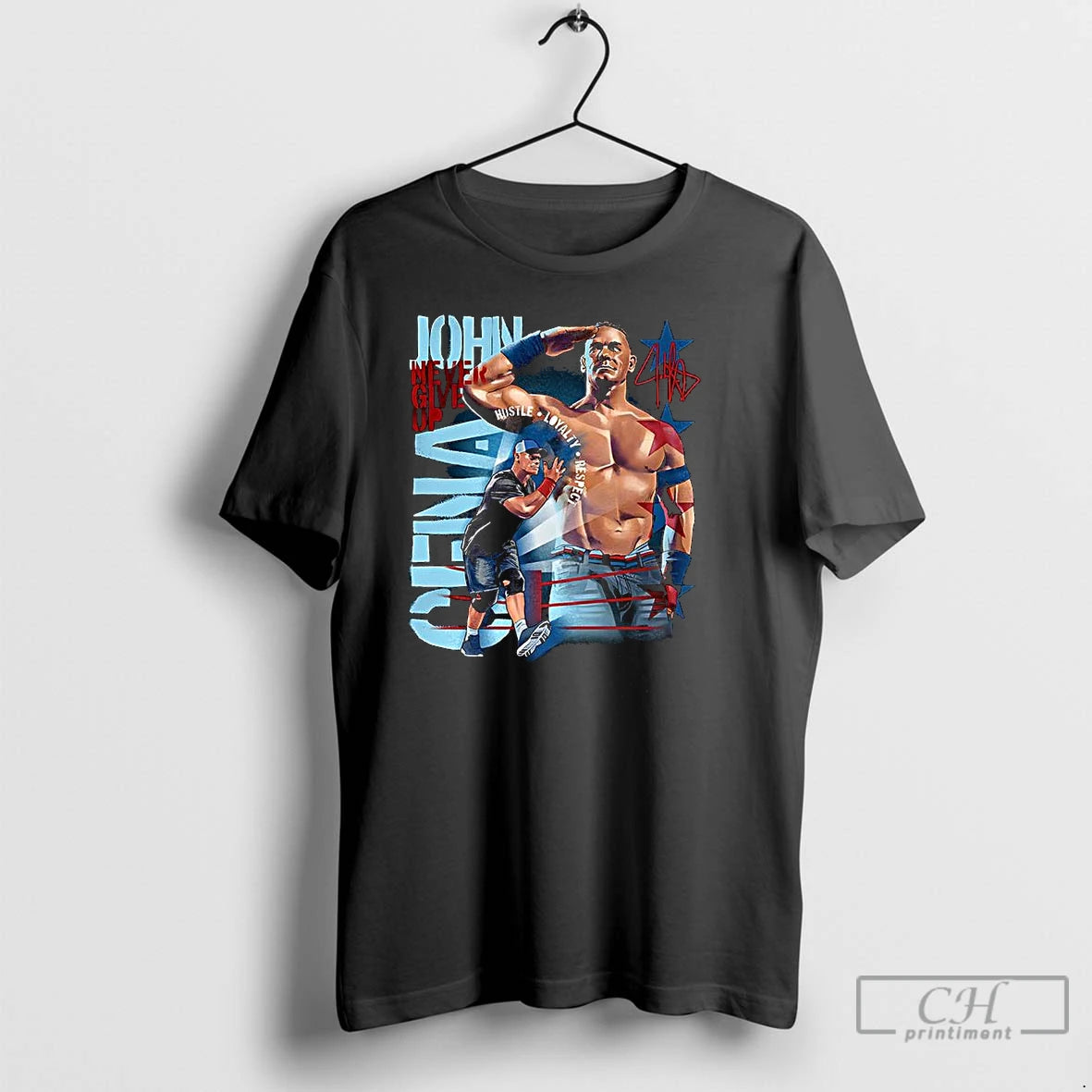 Classic John Cena Never Give Up Salute Hustle Loyalty Respect Signature T-Shirts, Hoodie, Sweatshirt | CiraTrend.com