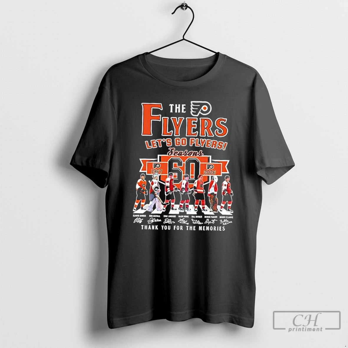 Classic Lets Go Philadelphia Flyers 60 Seasons 1967 2026 Bobby Clarke And Legends Abbey Road T-Shirts, Hoodie, Sweatshirt