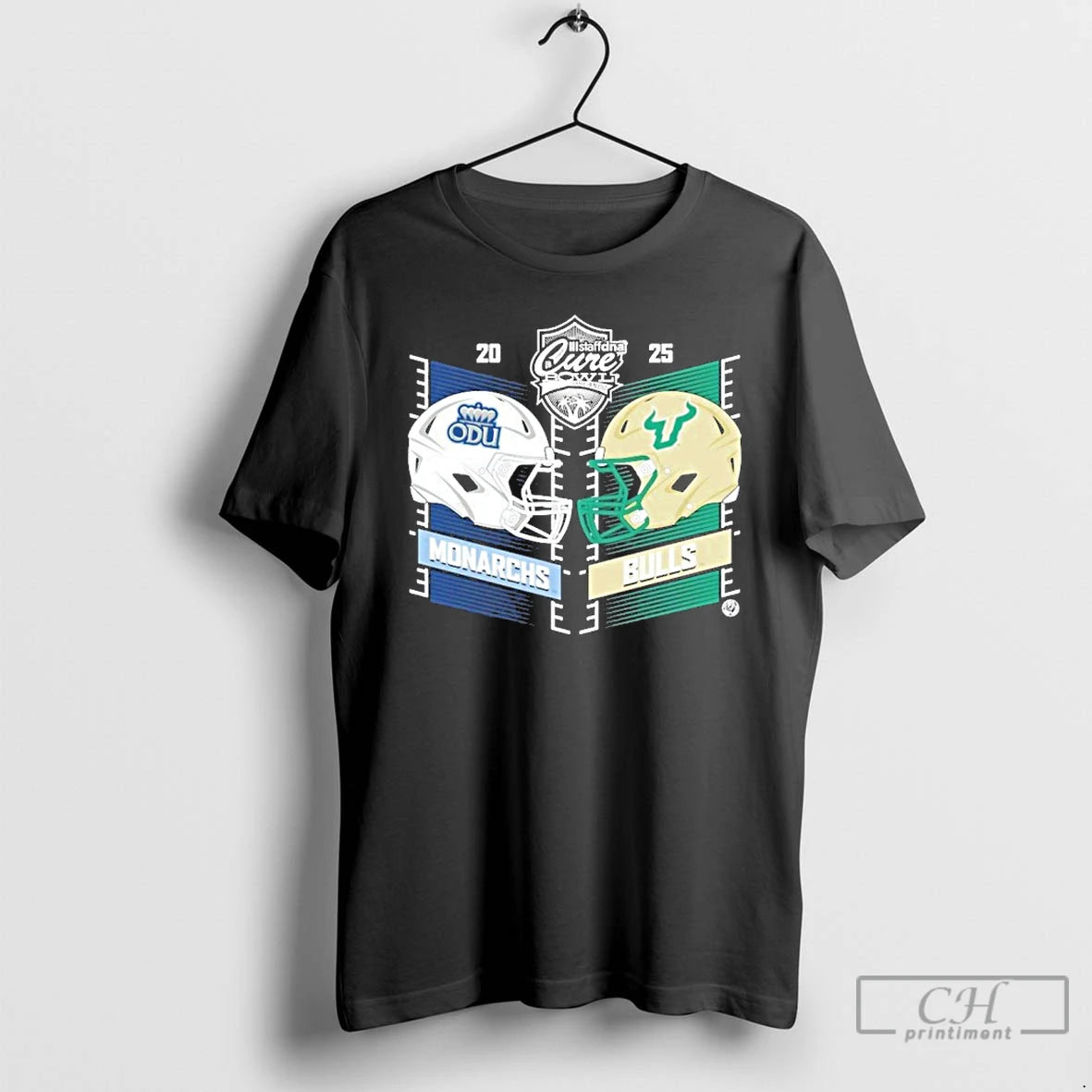 Classic Old Dominion Vs South Florida 2025 Cure Bowl Head To Head Helmet Matchup T-Shirts, Hoodie, Sweatshirt | CiraTrend.com