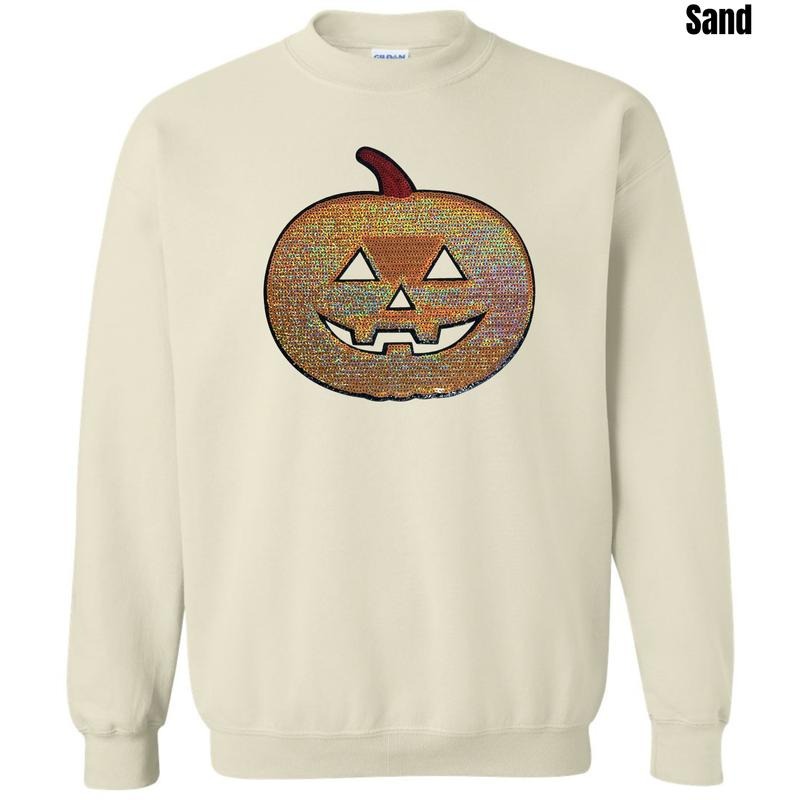 Classic Pumpkin Sequin Patch Sweatshirt T-Shirts, Hoodie | CiraTrend.com