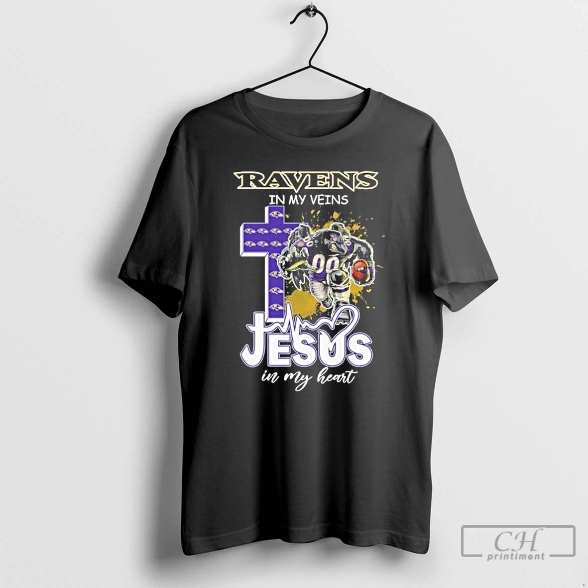 Classic Ravens In My Veins Jesus Mascot In My Heart Mascots T-Shirts, Hoodie, Sweatshirt | CiraTrend.com