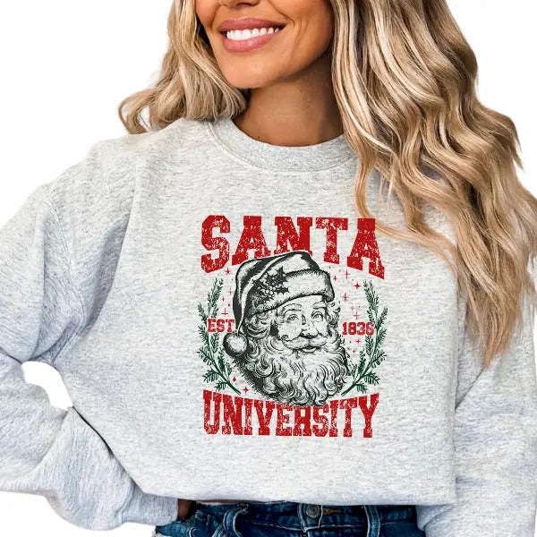 Classic Santa Claus Sweatshirt - 'Santa University' Design | Festive & Vintage-Inspired Holiday Apparel | Cozy and...