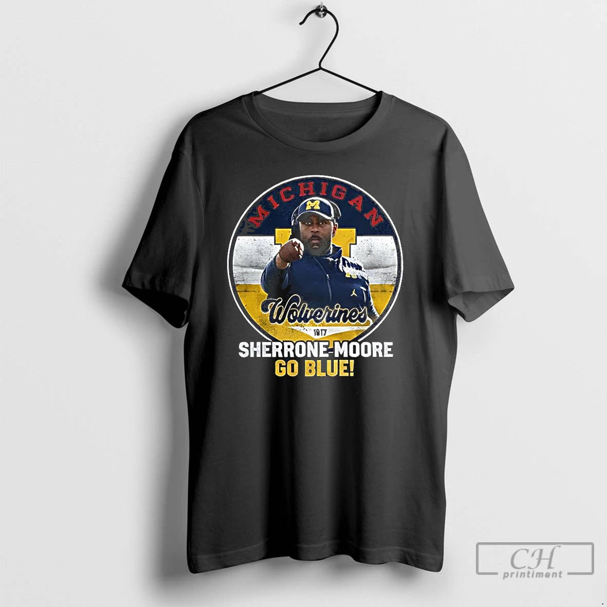 Classic Sherrone Moore Michigan Wolverines Football Go Blue Coach Circular Frame T-Shirts, Hoodie, Sweatshirt | CiraTrend.com