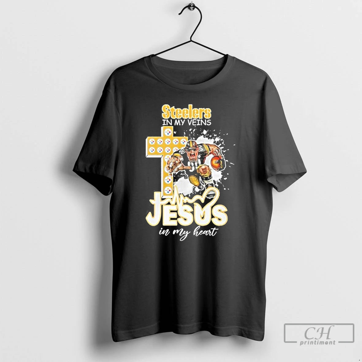 Classic Steelers In My Veins Jesus Mascot In My Heart Mascots T-Shirts, Hoodie, Sweatshirt | CiraTrend.com