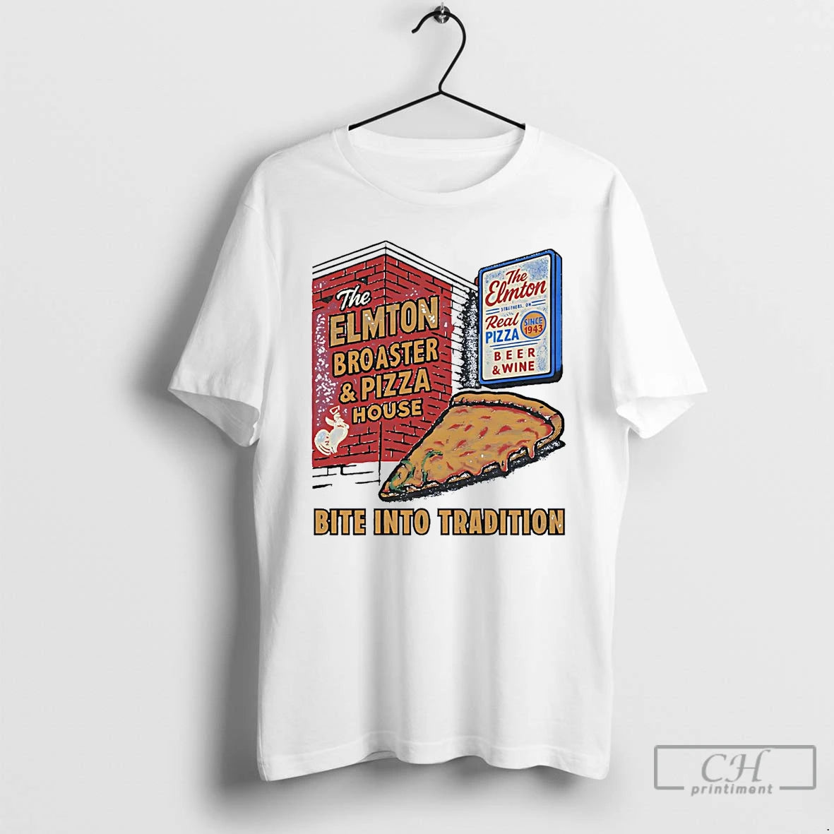 Classic The Elmton Broasted And Pizza House Bite Into Tradition T-Shirts, Hoodie, Sweatshirt | CiraTrend.com