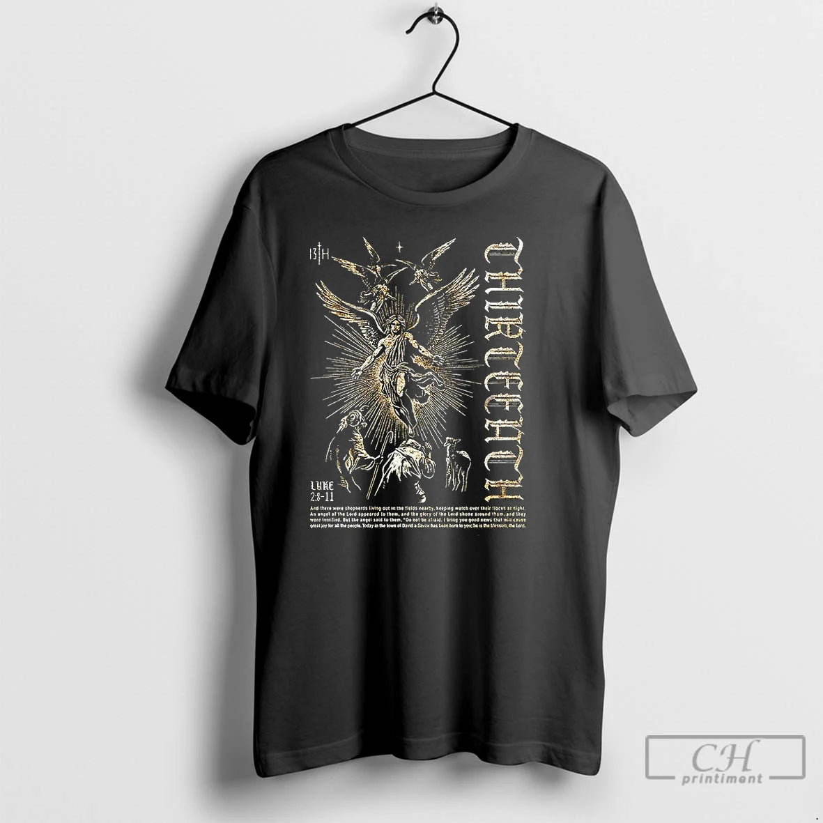 Classic The Messenger Luke 2 8 11 The Birth Of Jesus Archangel Michael Christian T-Shirts, Hoodie, Sweatshirt | CiraTrend.com