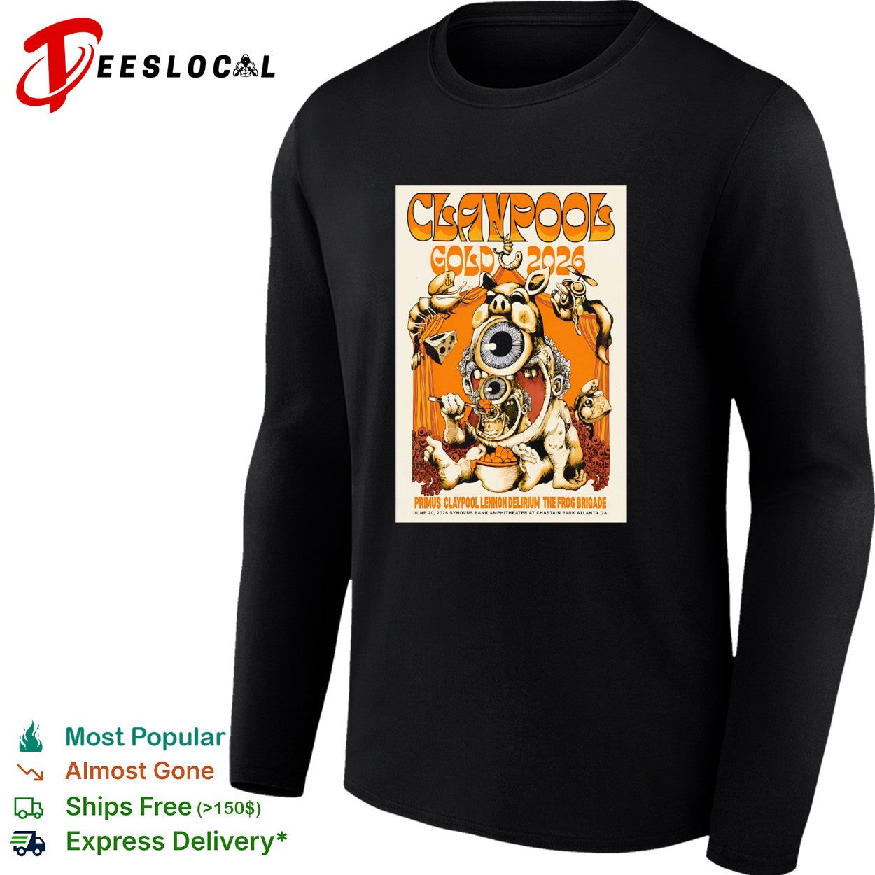Claypool Gold 2026 Primus Lennon Delirium Atlanta poster shirt