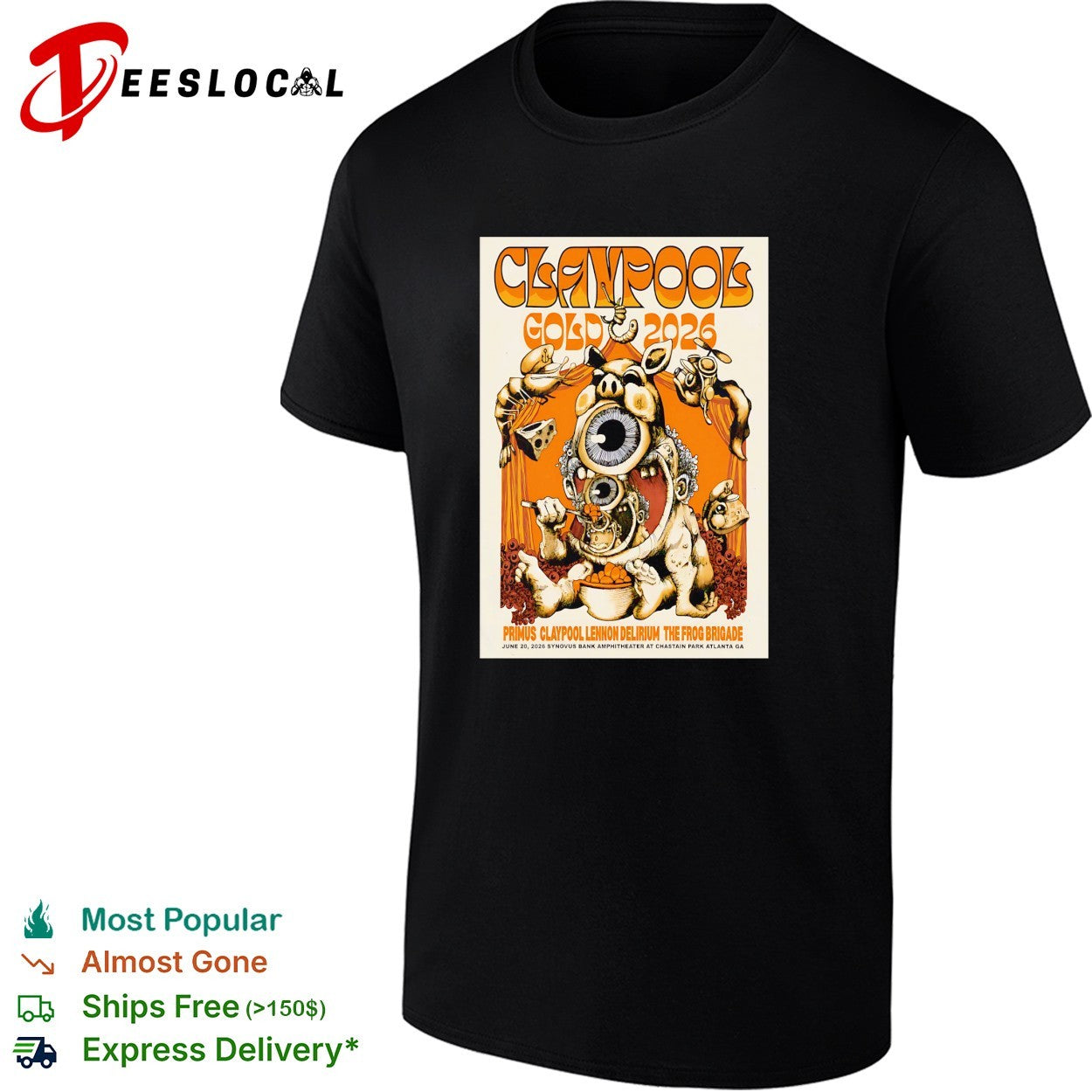 Claypool Gold 2026 Primus Lennon Delirium Atlanta poster shirt