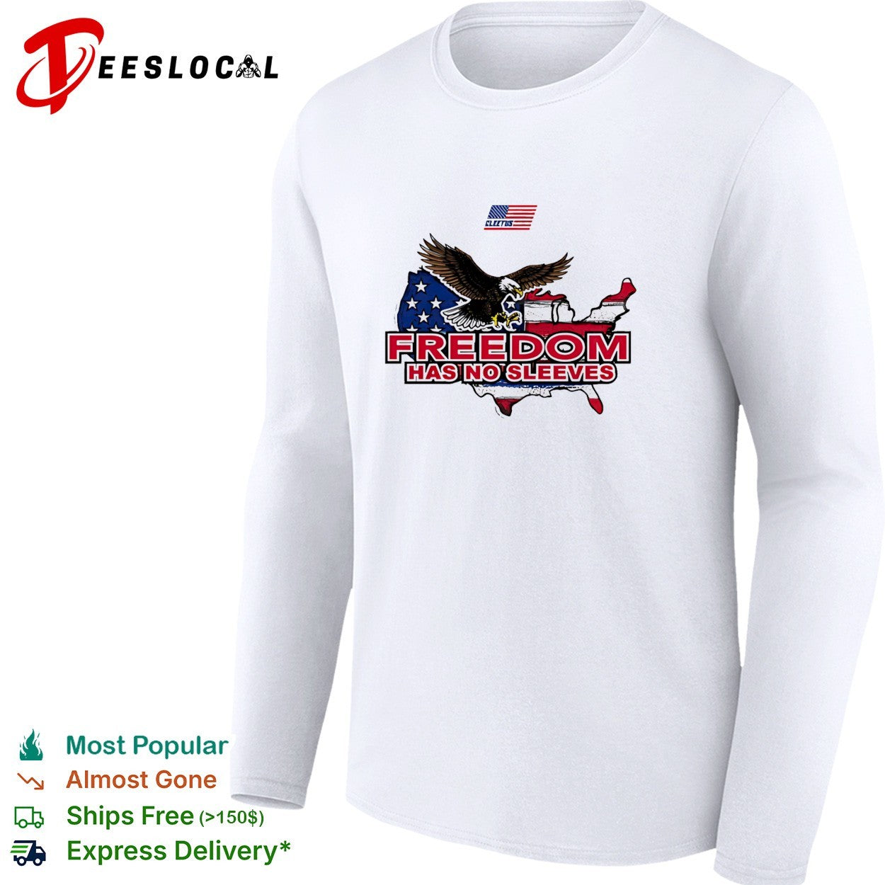 Cleetus freedom has no sleeves American flag shirt