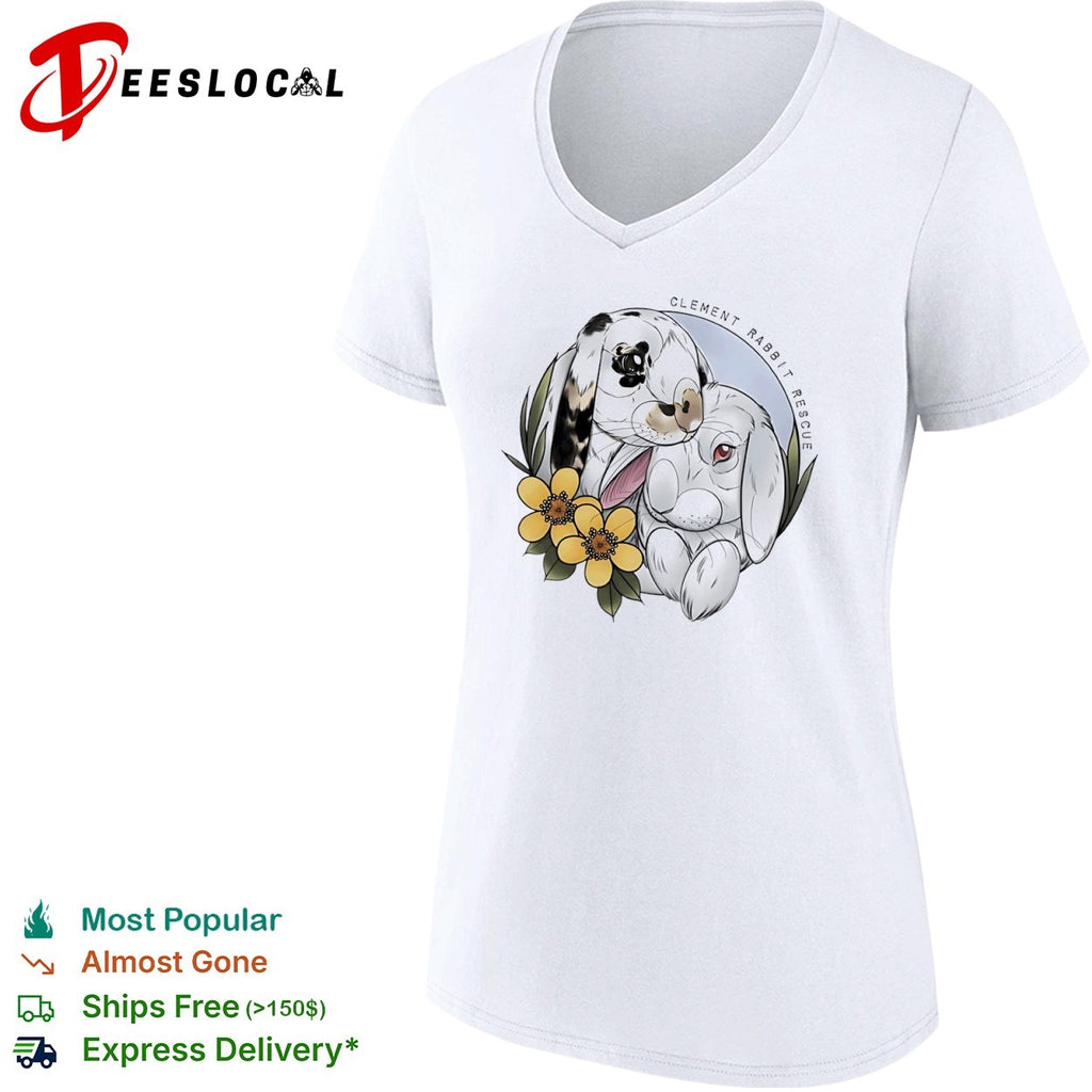 Clement Rabbit Rescue with Two Bunnies and Yellow Flowers shirt
