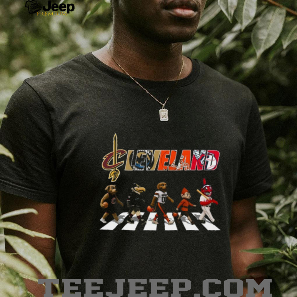 Cleveland Sports Mascots Abbey Road Road Walking Fans T Shirt