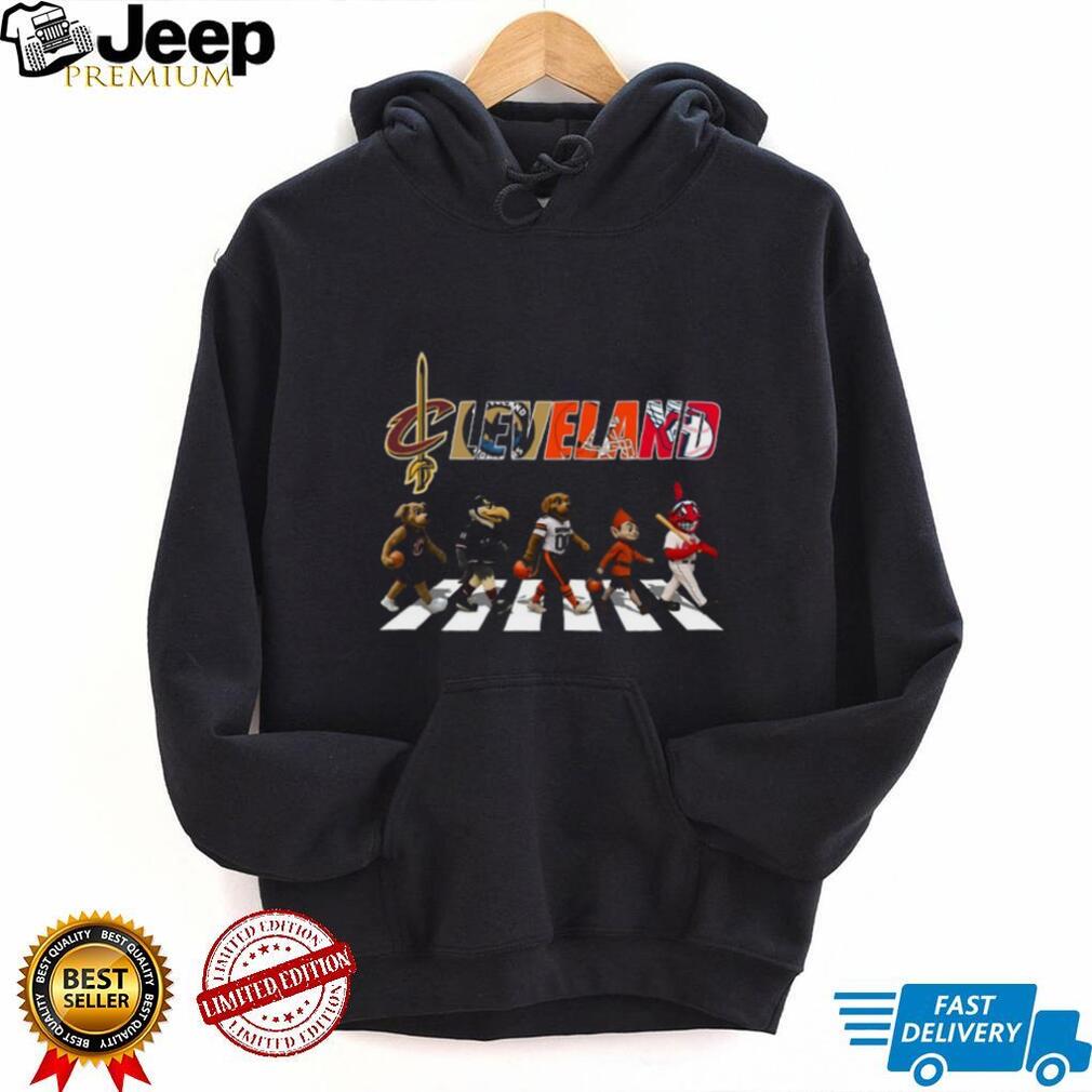 Cleveland Sports Mascots Abbey Road Road Walking Fans T Shirt