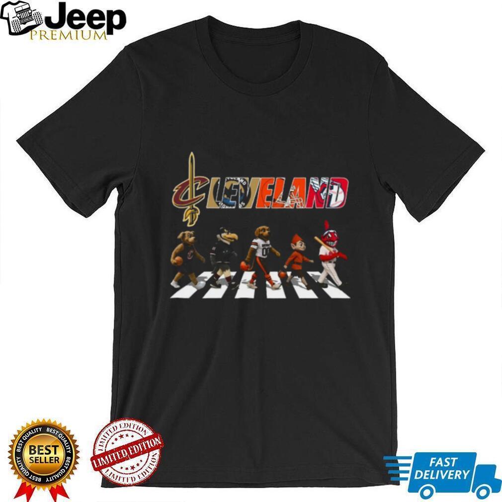 Cleveland Sports Mascots Abbey Road Road Walking Fans T Shirt