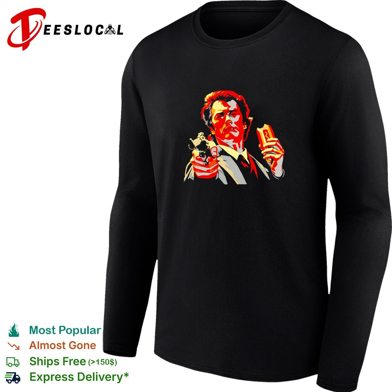 Clint Eastwood hot dog and pistol vintage shirt