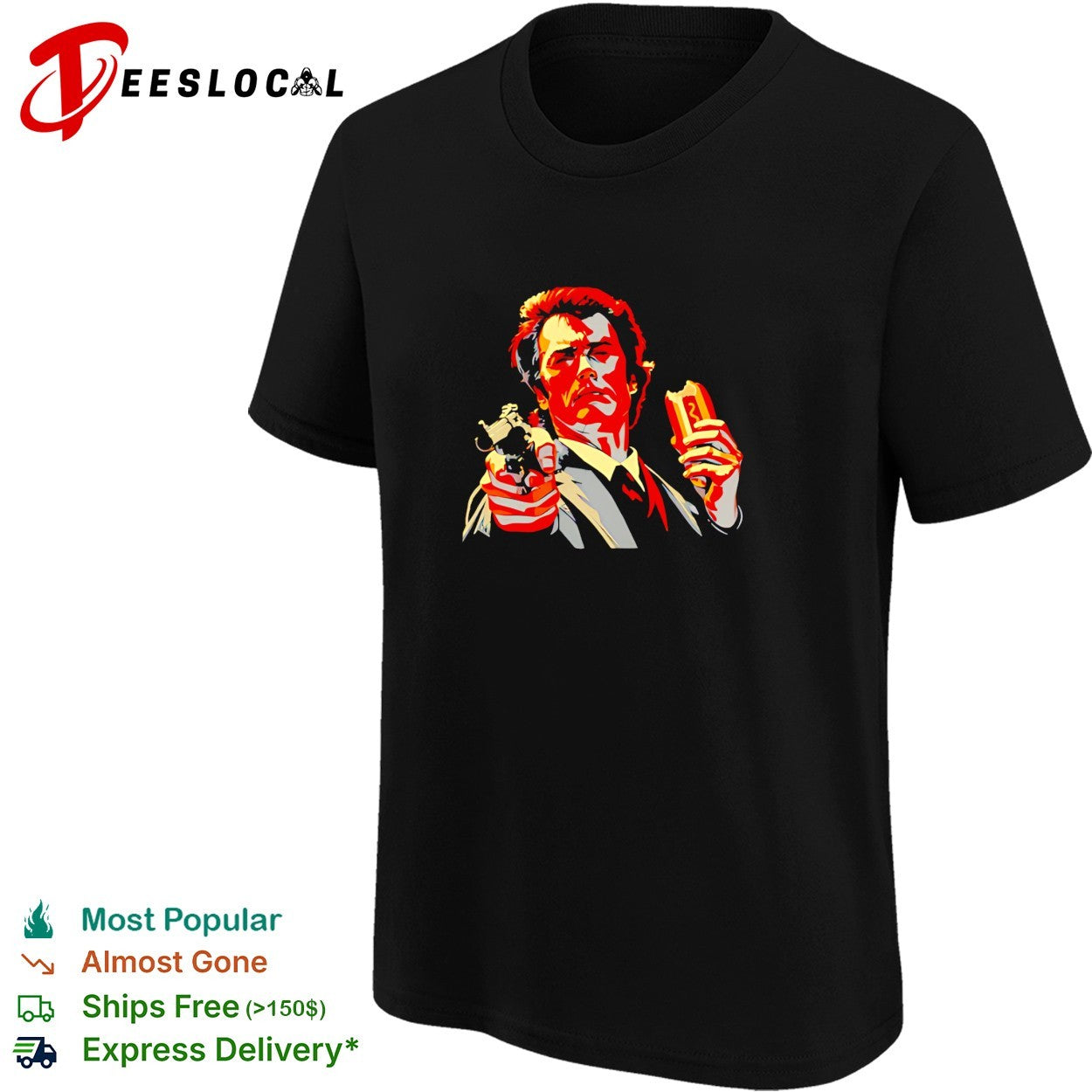Clint Eastwood hot dog and pistol vintage shirt