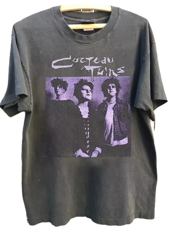 Cocteau Twins Members Rare Design Band Charcoal Short Sleeve Unisex T shirt Cotton Menswear Cotton Menswear Cotton...