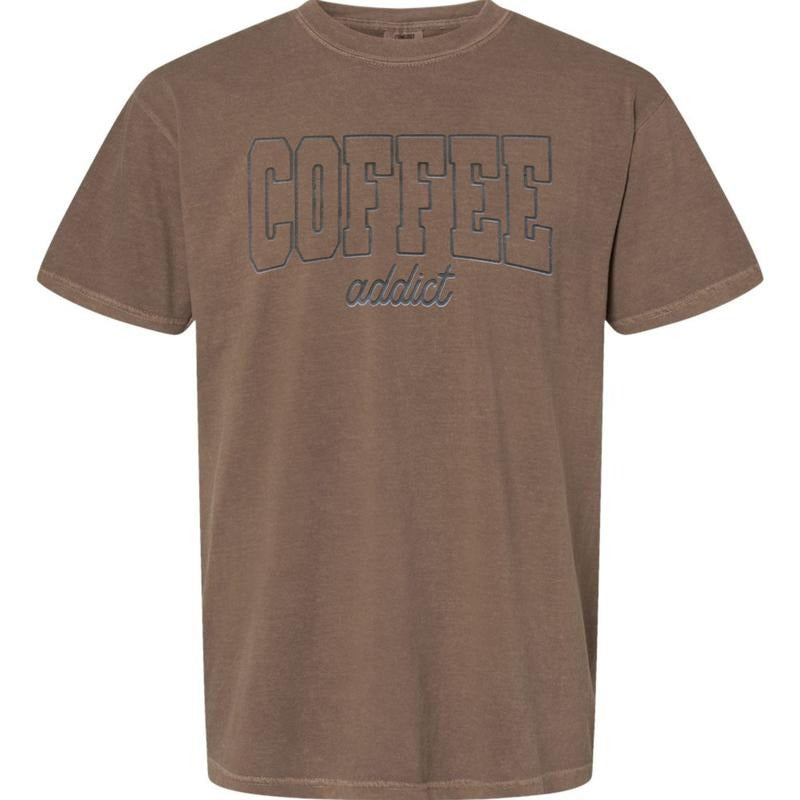 Coffee Addict Puff Print Comfort Colors T-Shirt Hoodie, Sweatshirt | CiraTrend.com