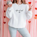 Coffee And Cupid Embroidered Sweatshirt, Good Vibes Sweatshirt, Quotes Sweater, Comfort Colors Embroidered T-Shirt EMB Hoodie