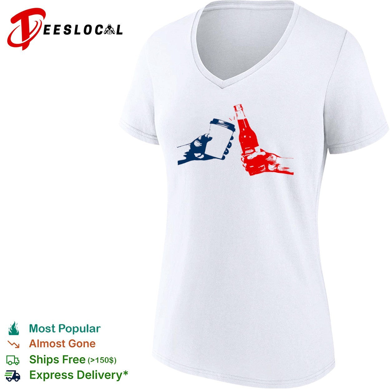 Coffee and soda toast hands illustration shirt