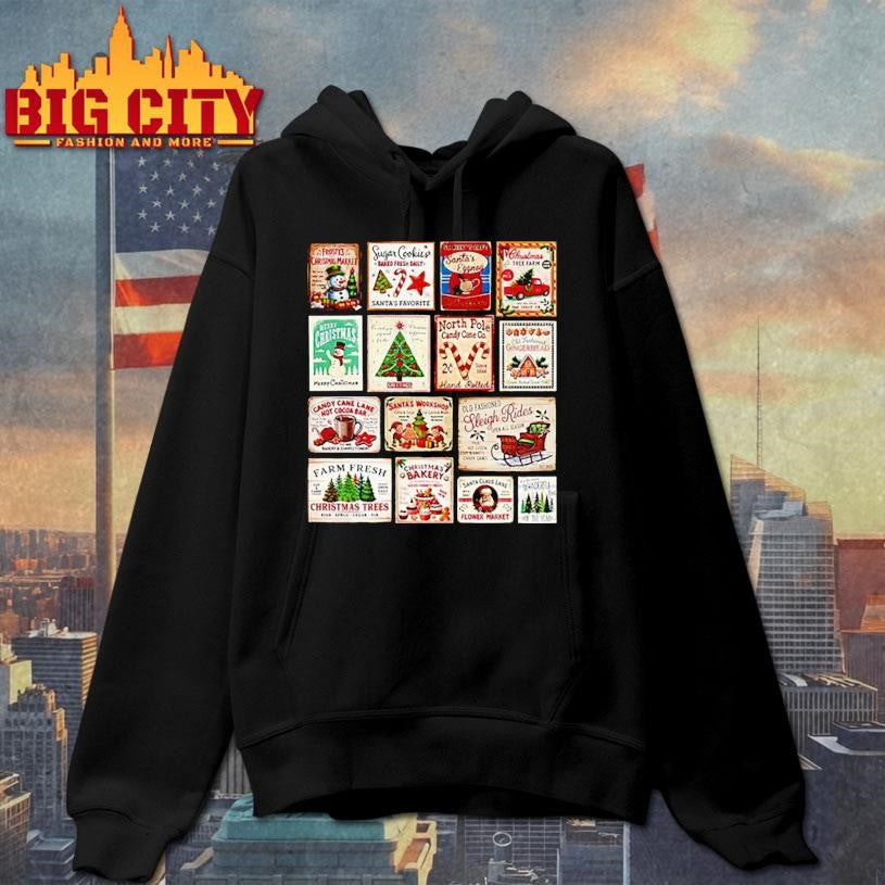Collection of vintage Christmas stamps shirt