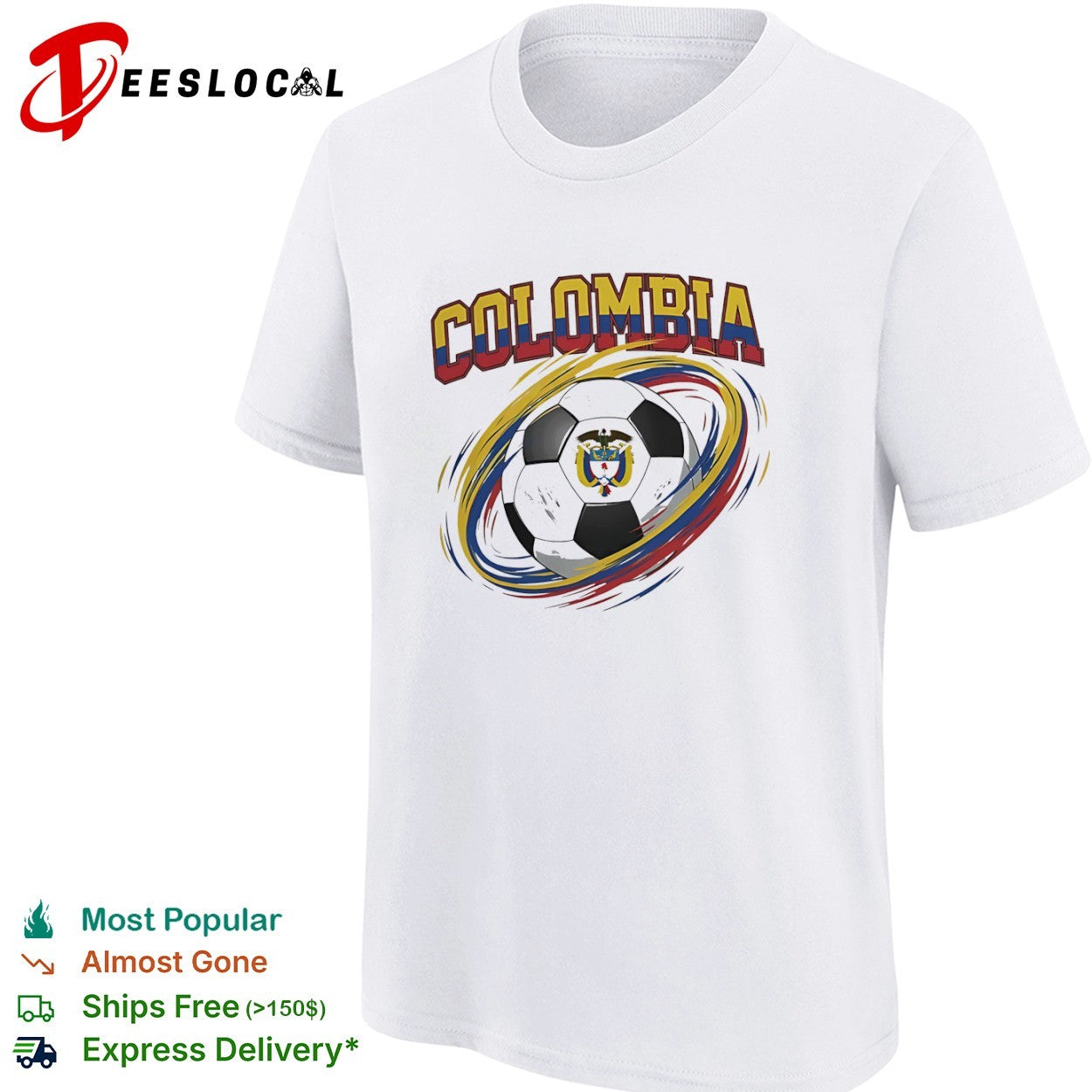 Colombia flag soccer ball shirt