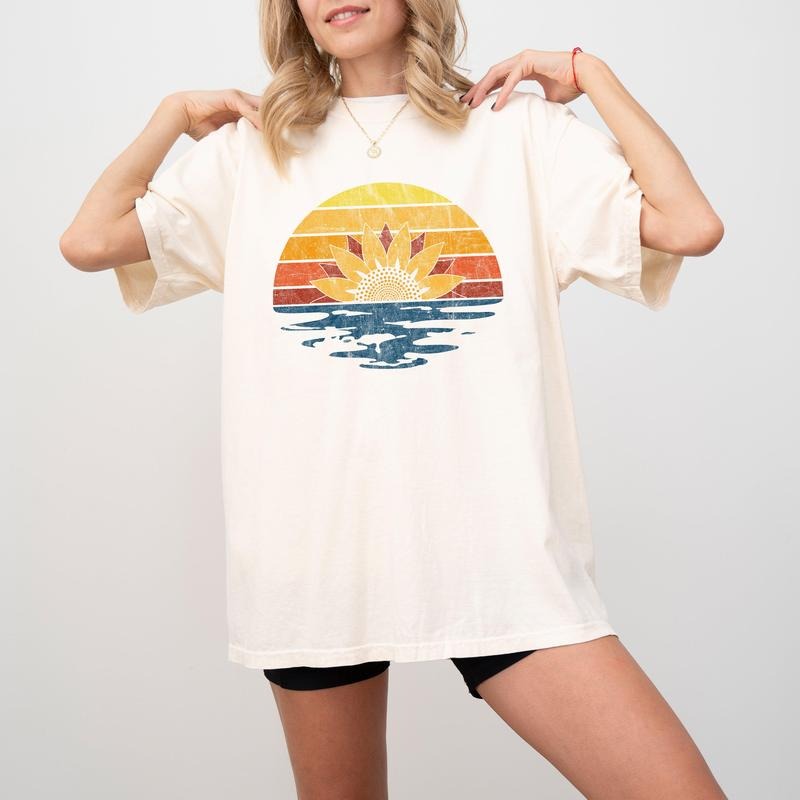 Colorful Beach Floral Sunset, Summer Vibes, California Dreaming, Vacation, Hot Girl Summer, Tshirt, Women's Comfort Color...