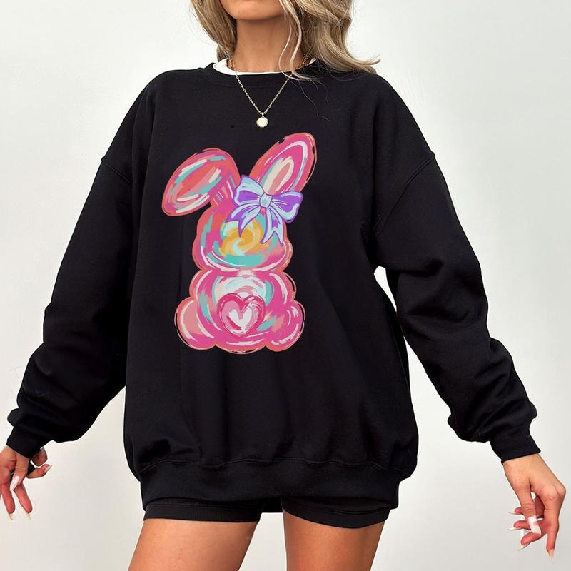 Colorful Brush Stroke Bunny Easter Shirt, Abstract Easter Bunny Tee, Spring Holiday Outfit, Cute Pastel Bunny Graphic Tee...