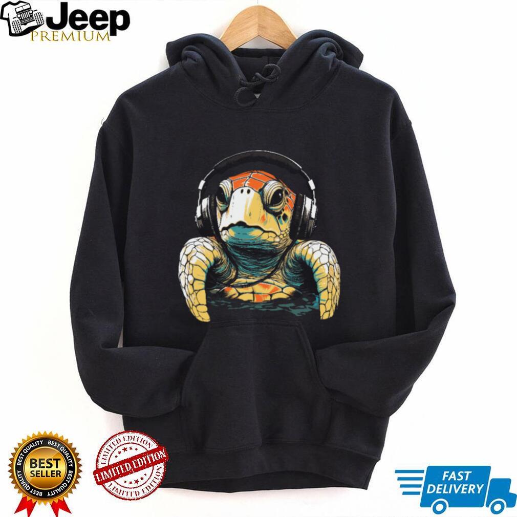 Colorful Sea Turtle Wearing DJ Headphones Graphic Tee
