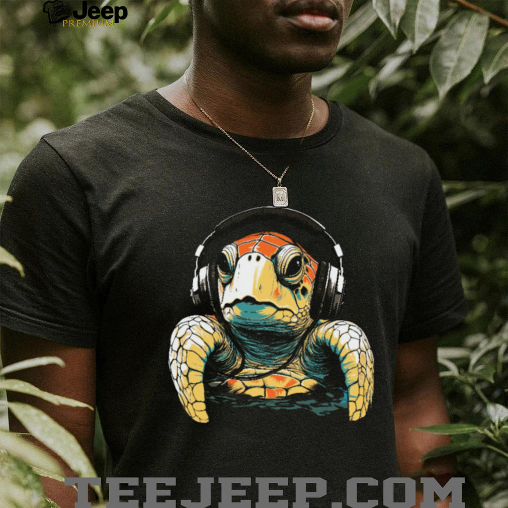 Colorful Sea Turtle Wearing DJ Headphones Graphic Tee