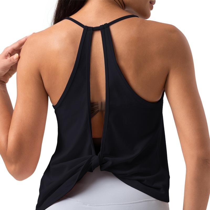 Colorfulkoala Women's V-Neck Backless Tank Top Loose Fit with Back Twist Sorona Eco Fabric Activewear Casual Look...