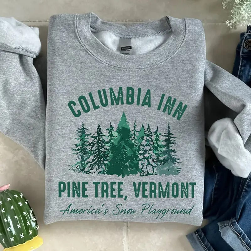 Columbia Inn Pine Tree Sweatshirt, Christmas Movie Tee Shirt, Christmas Tree Shirt, Gift For Holiday Hoodie | CiraTrend.com