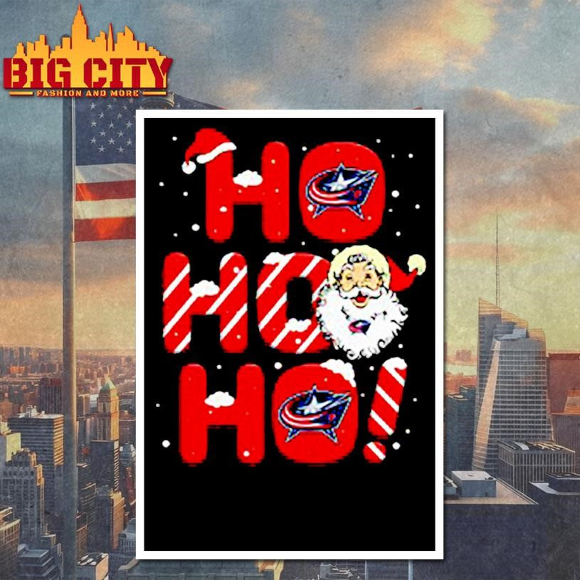 Columbus Blue Jackets NHL Hockey Ho Ho Ho Santa Claus Merry Christmas Shirt