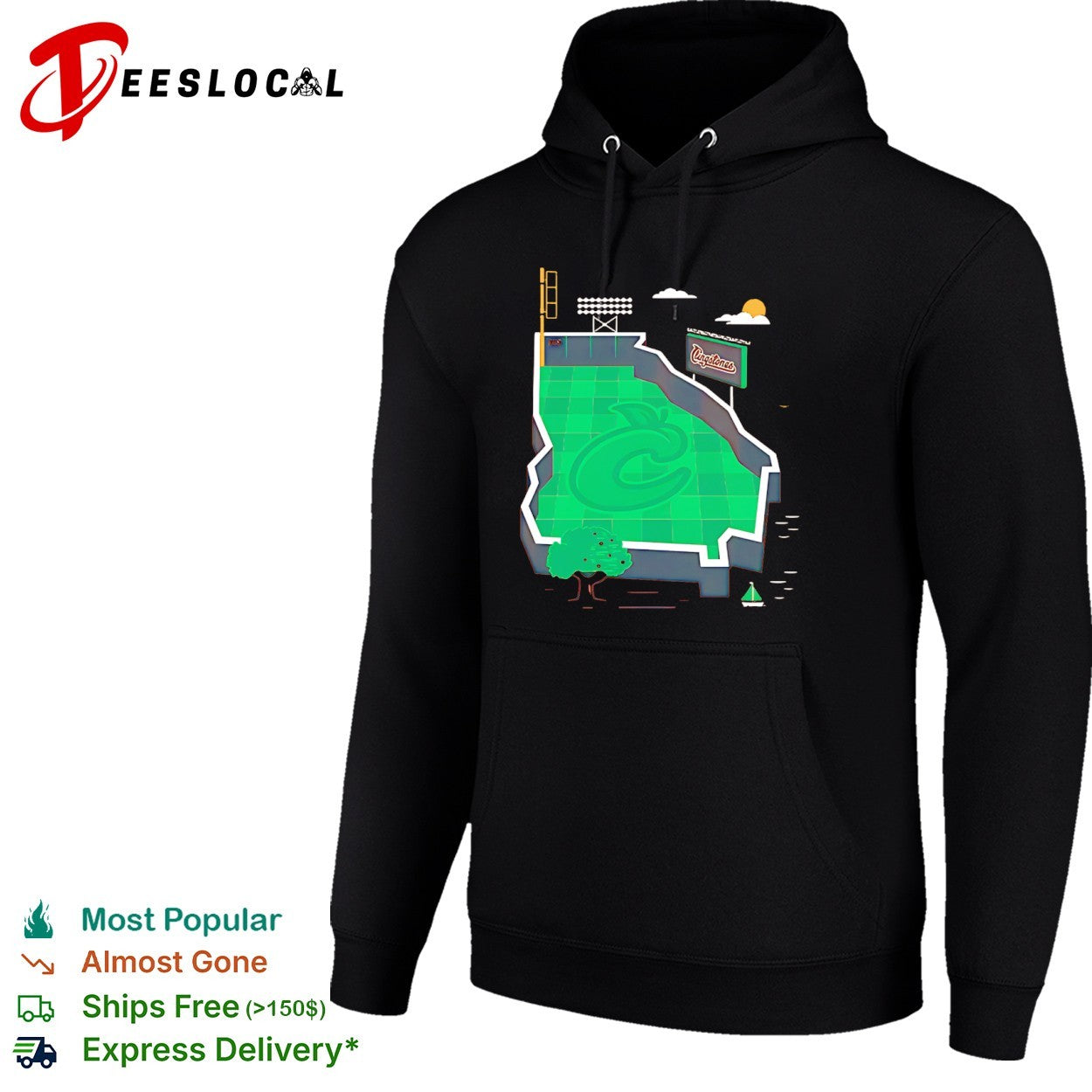 Columbus Clingstones baseball field stadium map shirt